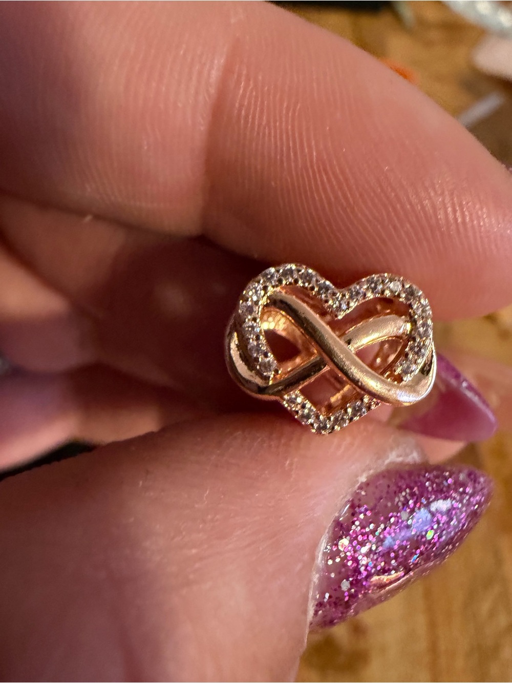 Pandora Rose Gold Heart Infinity Charm with Cubic Zirconia